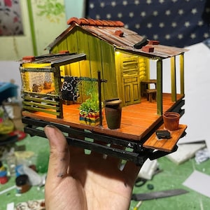 Floating House on water, Fish tank decoration,Aquarium decorations,Handmade