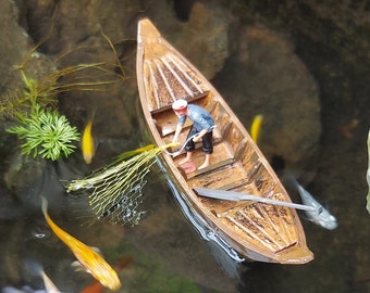Floating-Aquarium-Boot, Aquarium Decor, Aquarium Dekoration, Fish Tank Decor, handgemacht