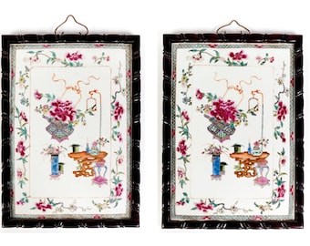 Antique Famille Rose Porcelain Plaques – Yongzheng Qing Dynasty, Santos London Provenance