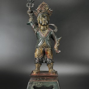Chinese Ming Bronze Buddha sculpture deity figure antique statue 16th century 17th century cold painted Jiajing Wanli Xuande Jiajing Kangxi