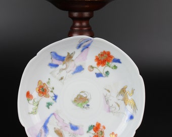 Antique Yongzheng Porcelain Cup and Saucer, Famille Rose Ducks, Qing Dynasty