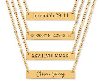 Customizable Horizontal Name Bar Necklace - Gift for Her - Gift for Girlfriend - Gift for Mom - Gift for Friend