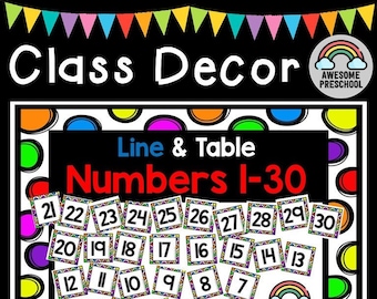 Number Cards 1-30. Line up Cards- Back to School.