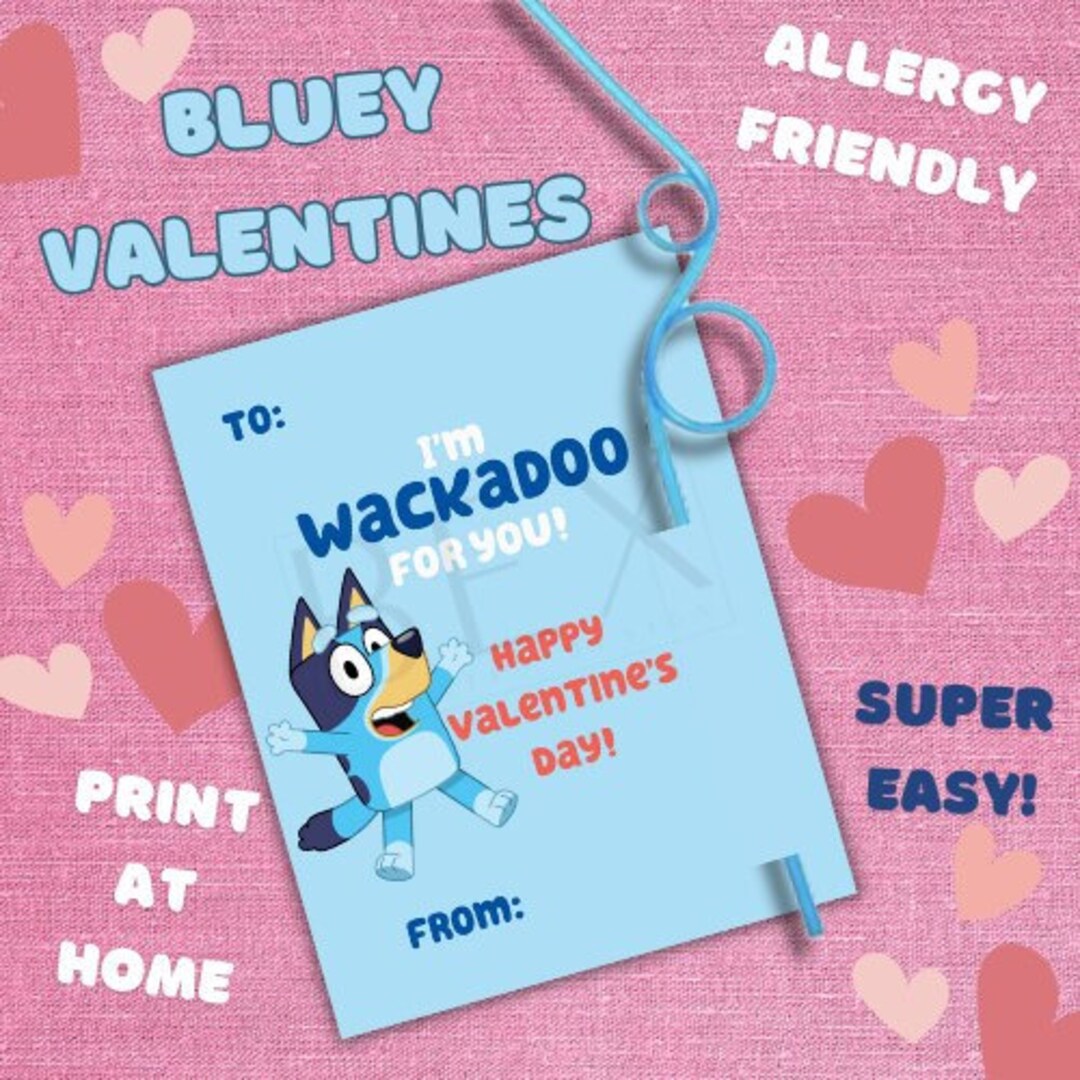 Easy Valentines Bluey Valentine Digital Pdf-printable-non-candy-allergy ...