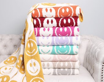 Apricus·NEW STYLE! 8 Colors! Happy Face Super Luxury Soft Throw Blanket·60x50·Soft Throw·Cozy Throw Blanket·ComfyLuxe