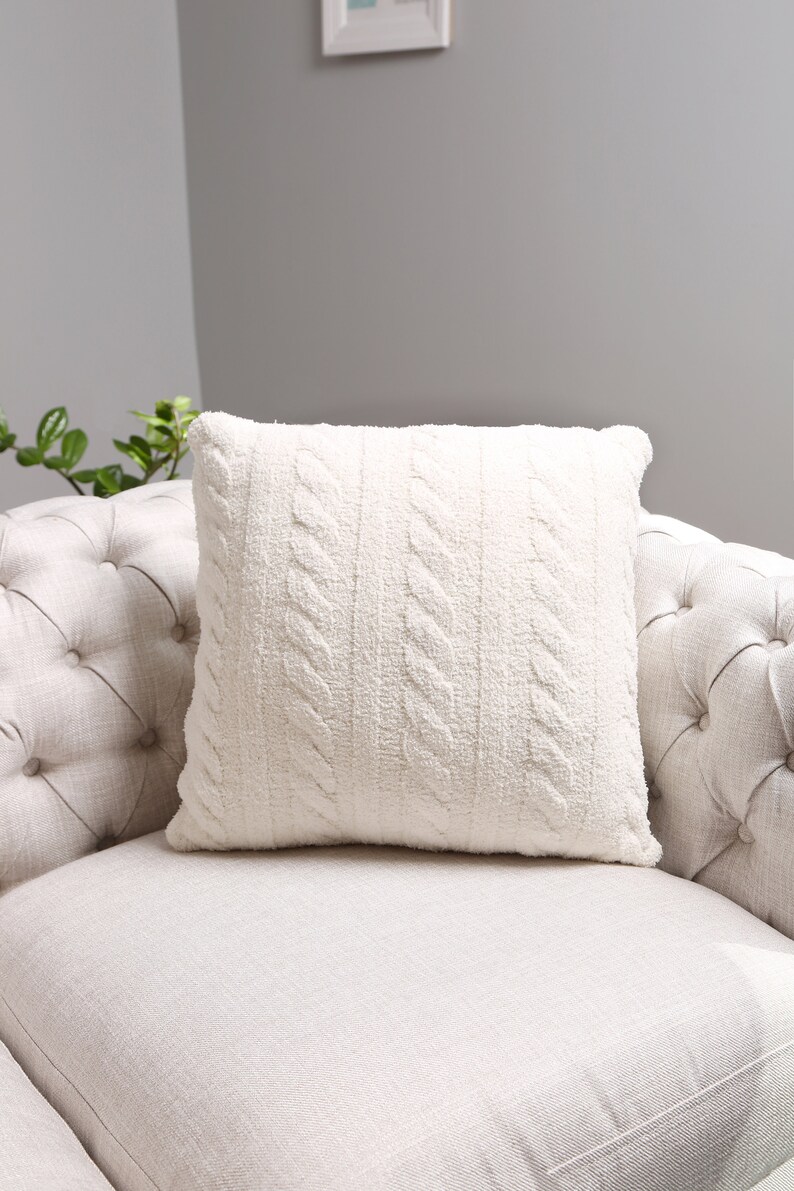 Apricusnew Solid Cable Knit Pattern Cushion Cover Luxury Soft Couch Pillow