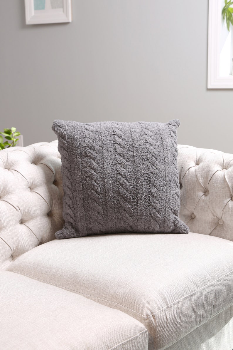 Apricusnew Solid Cable Knit Pattern Cushion Cover Luxury Soft Couch Pillow