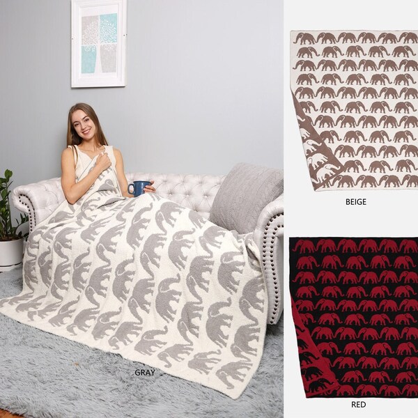 Apricus·New! Elephant Pattern Luxury Soft Throw Blanket·60x50·Super Soft Throw·Cozy Blanket·Luxury Blanket·Couch Throw·ComfyLuxe