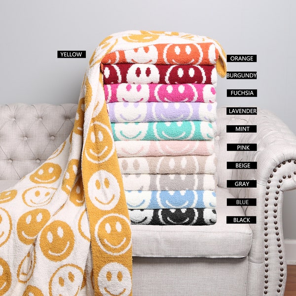 Apricus·New Colors! Happy Face Super Luxury Soft Throw Blanket·60x50·Soft Throw·Cozy Throw Blanket·ComfyLuxe
