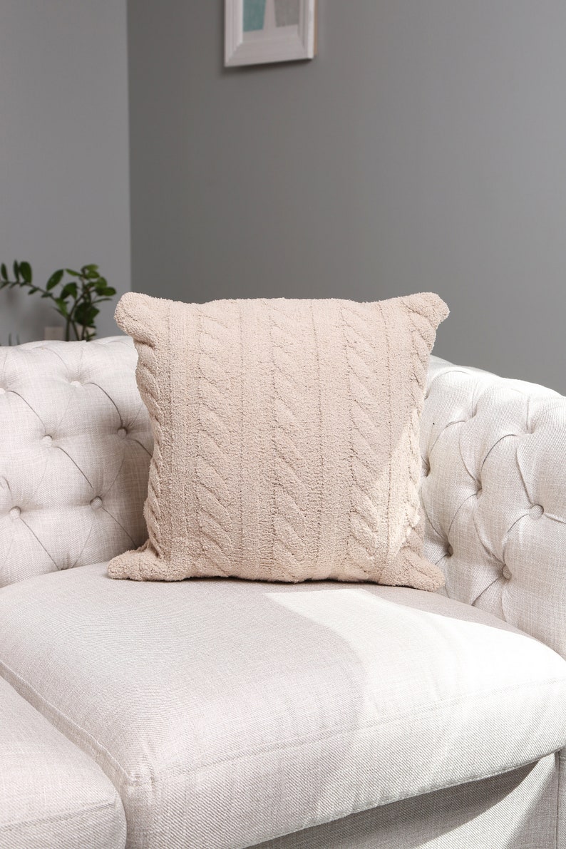 Apricusnew Solid Cable Knit Pattern Cushion Cover Luxury Soft Couch Pillow