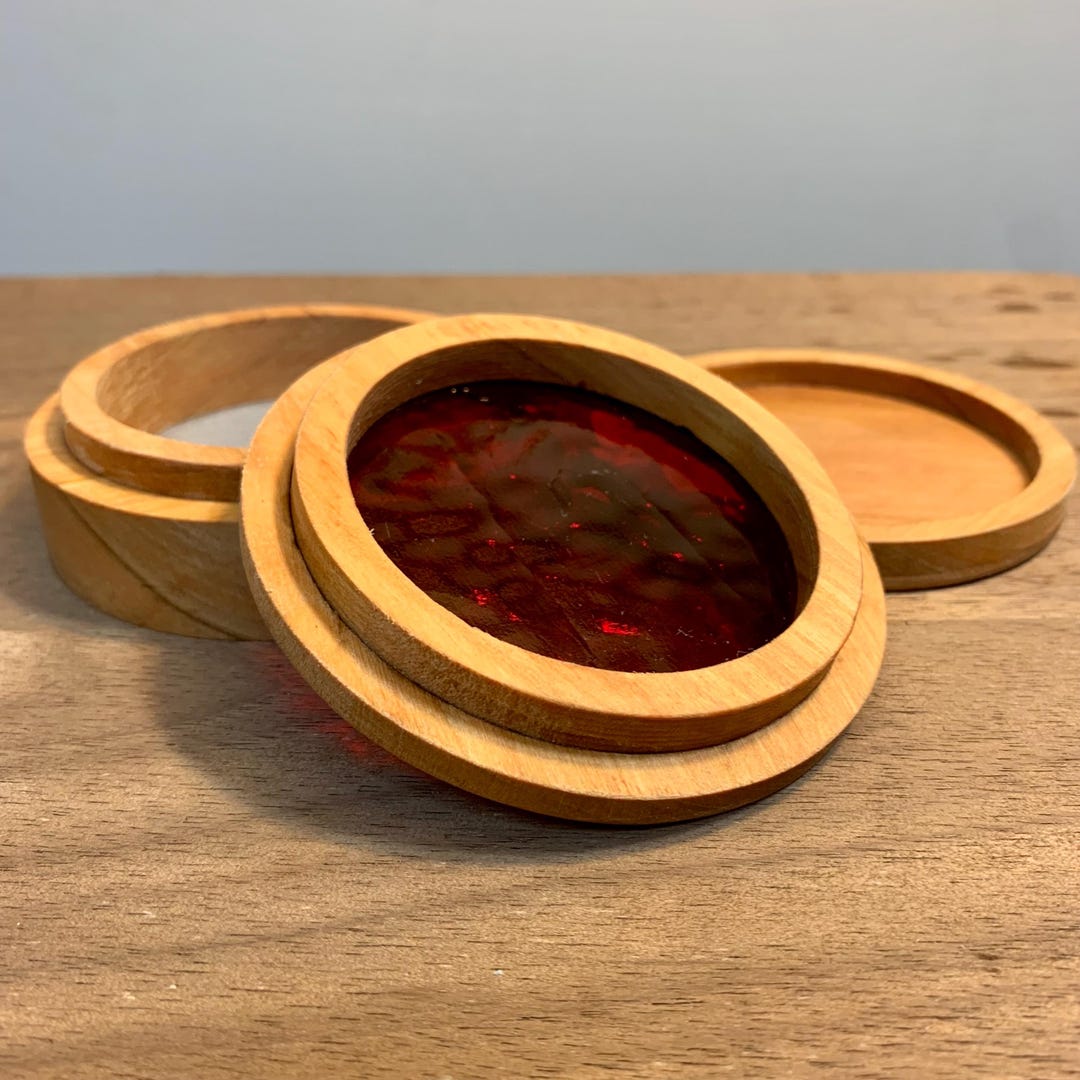 Circlebox Red Glass Handmade Stacked Cherry Hardwood Sifting Kief ...