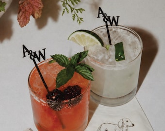 Agitadores de bebidas personalizados, palitos para cócteles personalizados para bodas, fiestas, eventos especiales, decoración elegante para bebidas (6 pulgadas)