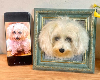 3D Wool Felt Pet Portrait | Personalized Wool Pet Portrait | Wool Dog / Cat Memorial Frame | Pet Lover Gift | Pet Loss Gift