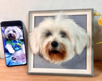 3D Wool Felt Pet Portrait | Personalized Wool Pet Portrait | Wool Dog / Cat Memorial Frame | Pet Lover Gift | Pet Loss Gift
