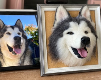 3D CUSTOM Pet Plush | Personalized Felt Dog Portrait | Wool Dog / Cat Memorial Frame | Pet Lover Gift | Pet Loss Gift