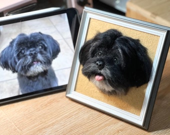 3D Wollfilz Haustierportrait | Personalisiertes Haustierportrait aus Wolle | Gedenkrahmen für Hunde und Katzen aus Wolle | Geschenk für Haustierliebhaber | Geschenk zum Verlust eines Haustiers