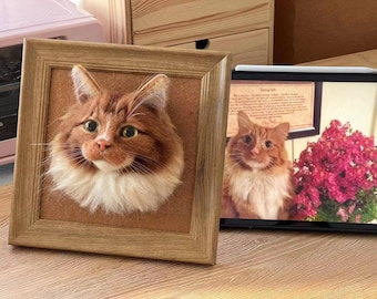 3D wolvilt huisdier portret | Gepersonaliseerde wol huisdier portret | Wollen hond/kat herdenkingsframe | Huisdier minnaar cadeau | Huisdier verlies cadeau