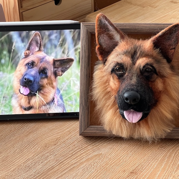 3D Wool Felt Pet Portrait | CUSTOM Wool Pet Portrait | Wool Dog / Cat Memorial Frame | Pet Lover Gift | Pet Loss Gift