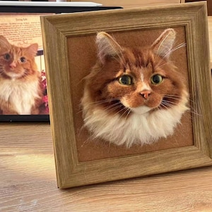 3D Wollfilz Tierportrait Personalisierte Wolle Haustier Porträt Wollhund / Katzen-Gedenkrahmen Geschenk für Tierliebhaber Haustier Verlust Geschenk Bild 3