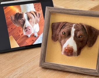 3D CUSTOM 3D Haustierportrait | Nachbildung eines Haustiers aus Wollfilz | Gedenkrahmen für Hunde und Katzen aus Wolle | Geschenk für Haustierliebhaber | Geschenk zum Verlust eines Haustiers