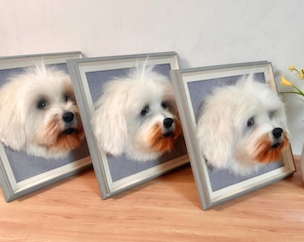 3D Wool Felt Pet Portrait | Personalized Wool Pet Portrait | Wool Dog / Cat Memorial Frame | Pet Lover Gift | Pet Loss Gift
