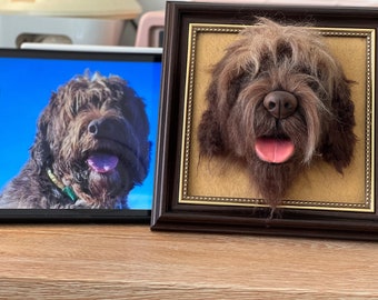 3D Wollfilz Tierportrait | CUSTOM Wolle Haustier Portrait | Wollhund / Katzen-Gedenkrahmen | Geschenk für Tierliebhaber | Haustier Verlust Geschenk