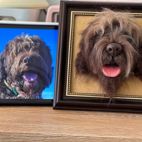 Retrato de mascota de fieltro de lana 3D / Retrato de mascota de lana PERSONALIZADO / Perro de lana / Marco conmemorativo del gato / Regalo de amante de las mascotas / Regalo de pérdida de mascotas