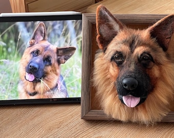 3D Wool Felt Pet Portrait | CUSTOM Wool Pet Portrait | Wool Dog / Cat Memorial Frame | Pet Lover Gift | Pet Loss Gift