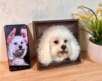 3D Wool Felt Pet Portrait | Personalized Wool Pet Portrait | Wool Dog / Cat Memorial Frame | Pet Lover Gift | Pet Loss Gift