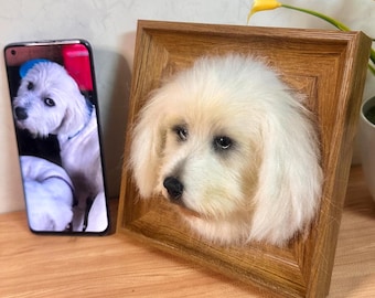 3D Wool Felt Pet Portrait | Personalized Wool Pet Portrait | Wool Dog / Cat Memorial Frame | Pet Lover Gift | Pet Loss Gift
