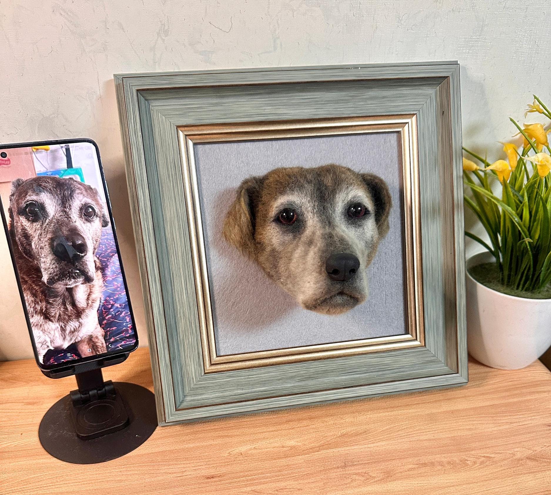 3D Wool Felt Pet Portrait | Personalized Wool Pet Portrait | Wool Dog / Cat Memorial Frame | Pet Lover Gift | Pet Loss Gift