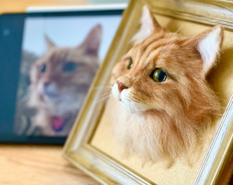 3D Wool Felt Pet Portrait | Personalized Wool Pet Portrait | Wool Dog / Cat Memorial Frame | Pet Lover Gift | Pet Loss Gift