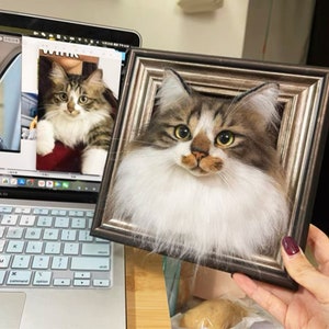 3D Wool Felt Pet Portrait | Personalized Wool Pet Portrait | Wool Dog / Cat Memorial Frame | Pet Lover Gift | Pet Loss Gift