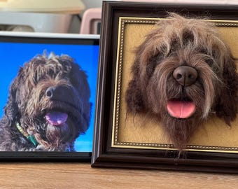 3D Wool Felt Pet Portrait | CUSTOM Wool Pet Portrait | Wool Dog / Cat Memorial Frame | Pet Lover Gift | Pet Loss Gift