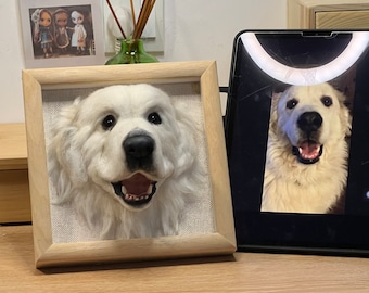 3D Felt Dog Portrait | Personalized Wool Pet Portrait | Wool Dog Memorial Portrait | Pet Lover Gift | Pet Loss Gift