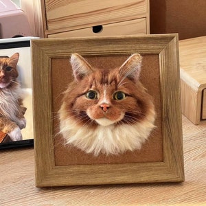 3D Wollfilz Tierportrait Personalisierte Wolle Haustier Porträt Wollhund / Katzen-Gedenkrahmen Geschenk für Tierliebhaber Haustier Verlust Geschenk Bild 4