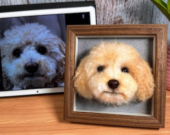 Retrato de perro en fieltro 3D / Memorial de mascota de lana personalizado