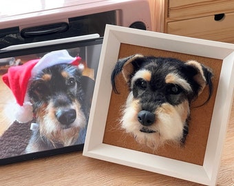 3D Wool Felt Pet Portrait | Personalized Wool Pet Portrait | Wool Dog / Cat Memorial Frame | Pet Lover Gift | Pet Loss Gift