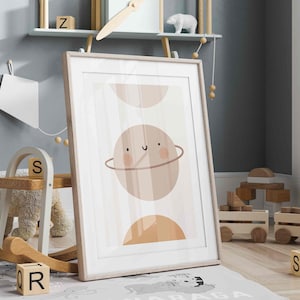 Póster Boho Planet, decoración de la habitación de los niños, decoración para la habitación, colores neutros, sala boho, decoración boho, decoración de la pared, carteles felices, decoración linda P3
