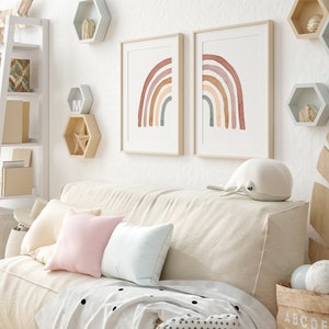 Dos Carteles Acuarela Arco Iris, Carteles para niños, Decoración, Calcomanía de pared, Decoración infantil, Carteles para habitación infantil, Set de dos carteles, Colorido