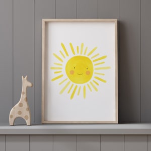 Sonnen Poster, Sonnenposter, Kinderposter, Sonnendekor, Sonnig, Gelbe Sonne, Poster für Kinderzimmer, Kinderposter, Kinderdeko P174