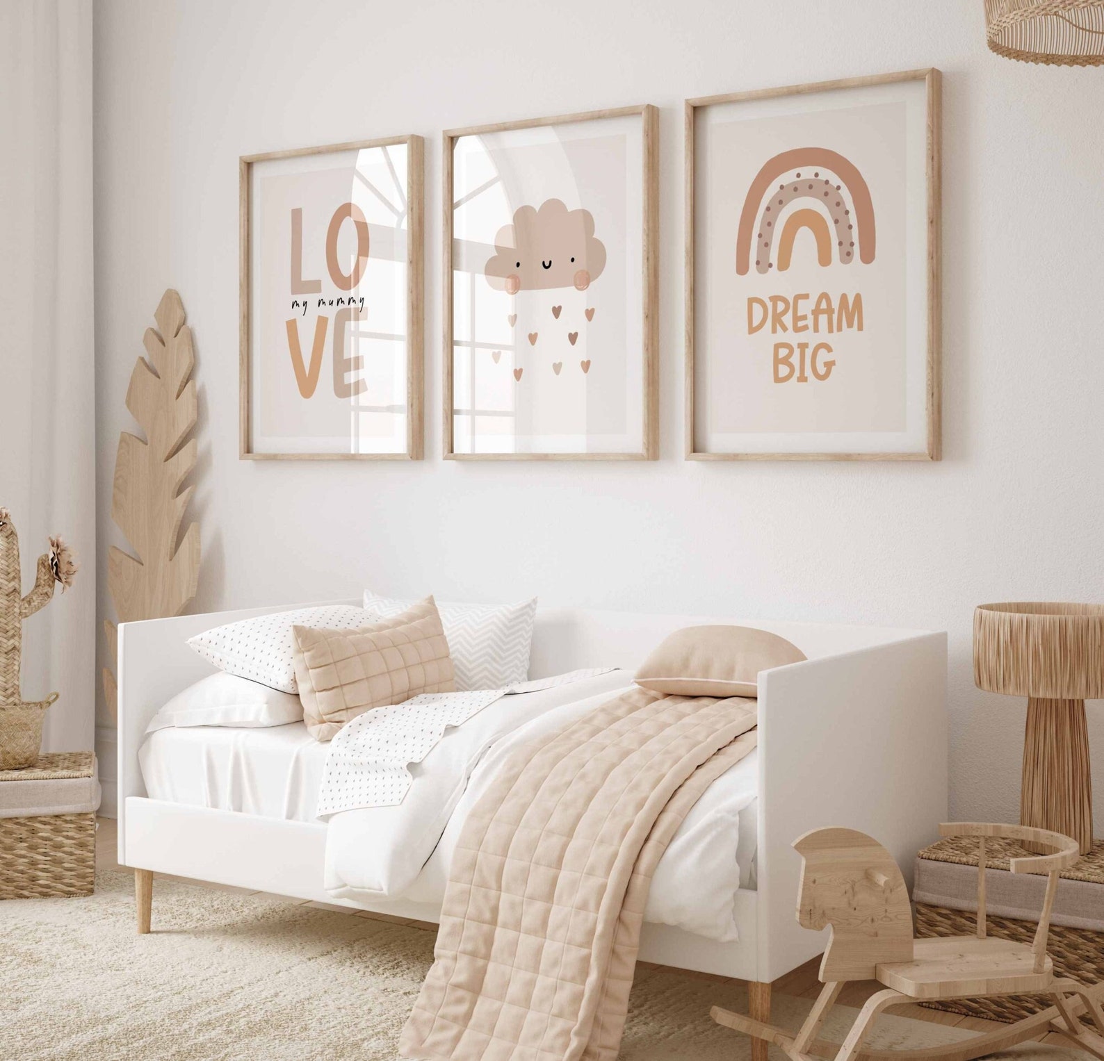 Triptych Poster Set, Love, Cloud, Heart, Rainbow, Dream, Kids Room ...