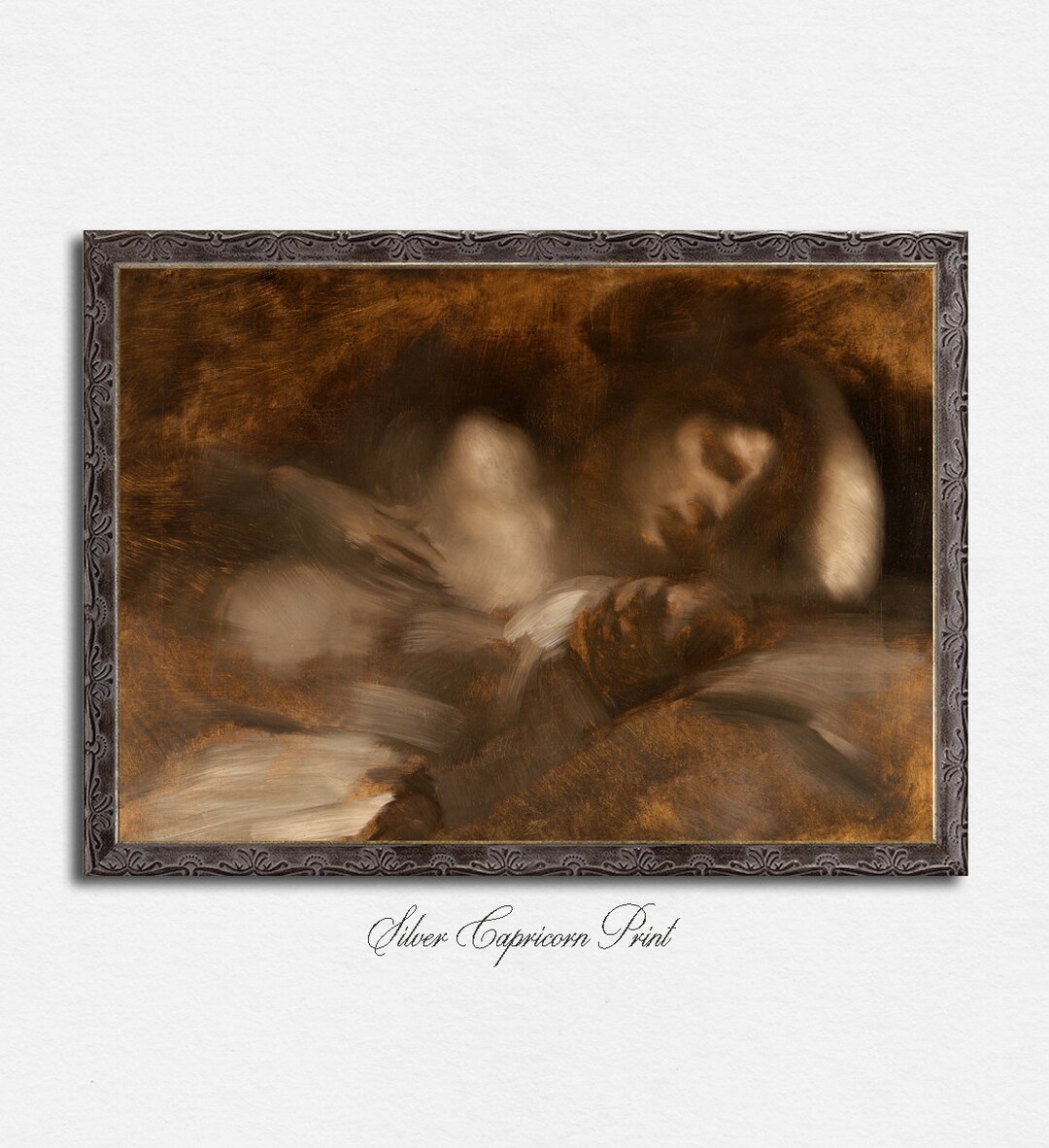 Vintage Moody Female Nude Vintage Nude Painting Printable Nude Digital Painting Nude Bedroom