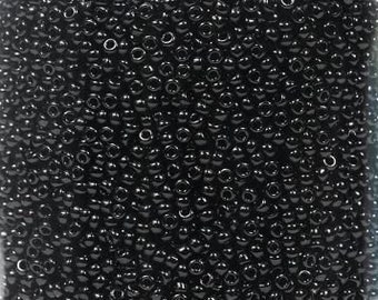 12/0 Black glass seed bead, 15 gram bag