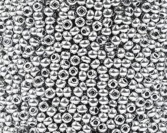 12/0 Matte Silver glass seed bead, 15 gram bag