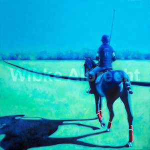 BLUE POLO, polo, horse, equestrianism, painting, art, pop art, horse painting,