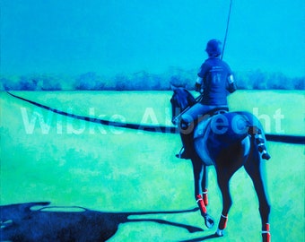 BLUE POLO, polo, horse, equestrianism, painting, art, pop art, horse painting,