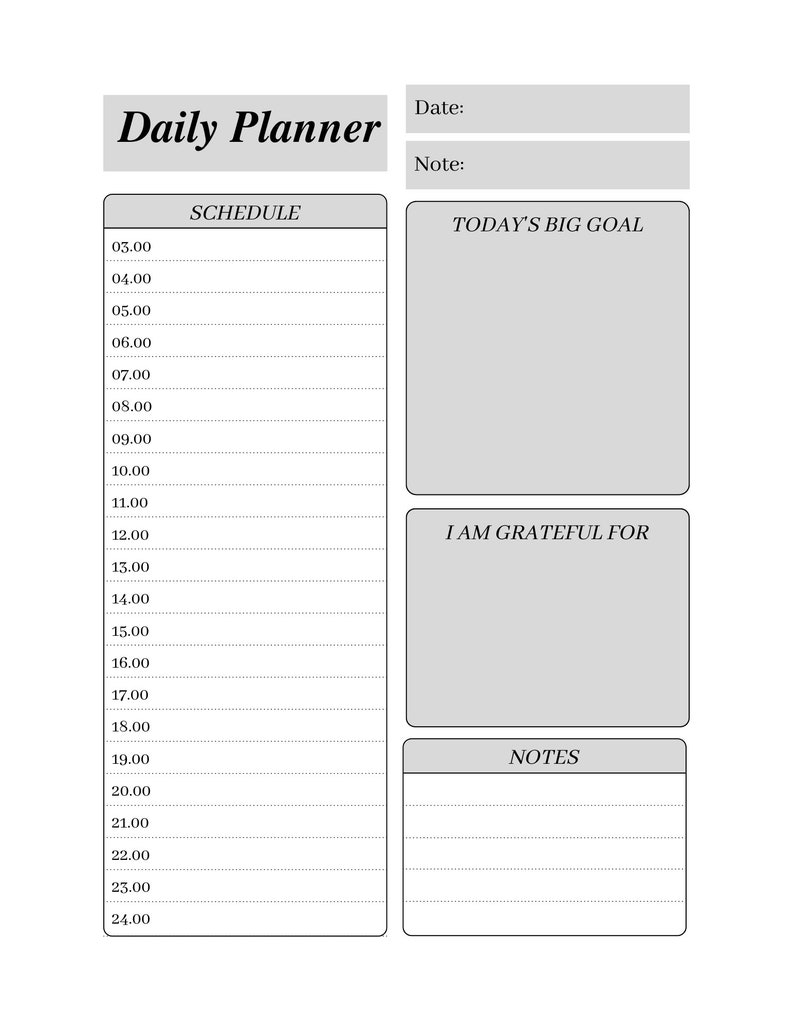 Daily Planner Digital Planner Printable Planner Minimalist Planner