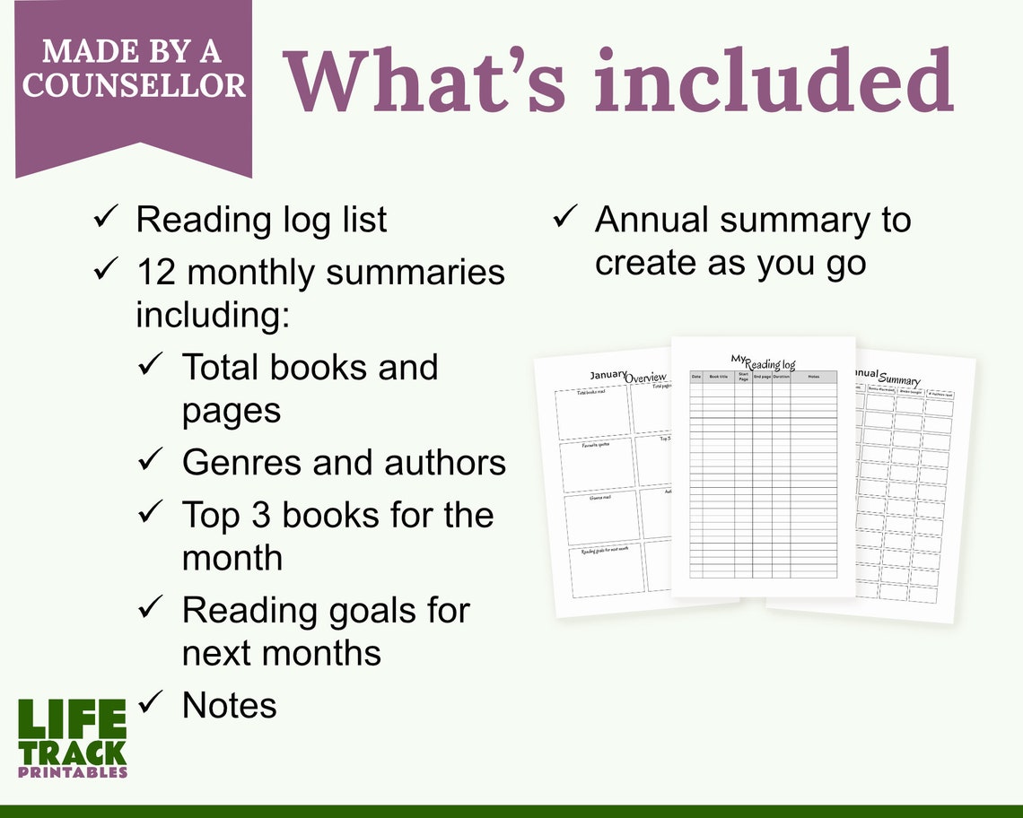 Printable Reading Log PDF Instant Digital Download - Etsy UK