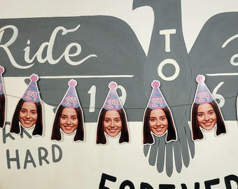 Birthday Party Decorations, Custom Birthday Photo Face Banner, Personalized Birthday Banner Any Age, 21st